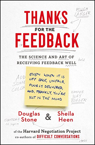 "Book cover with red title 'Thanks for the Feedback' and authors' names at the bottom."