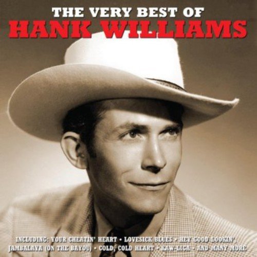 "CD cover featuring sepia-toned portrait of Hank Williams wearing a cowboy hat."