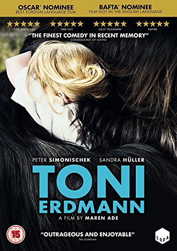 "Toni Erdmann" DVD cover featuring a blonde woman resting on dark hair.