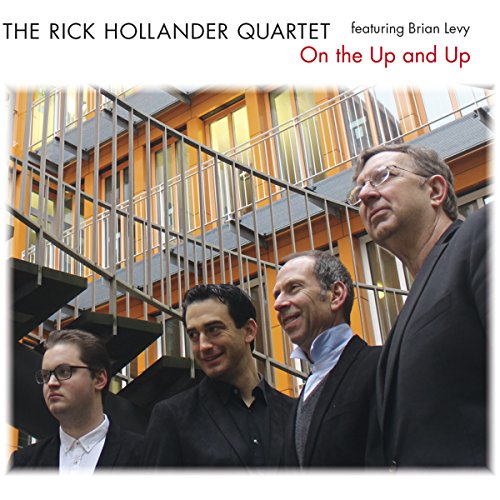 CD cover featuring four men and a modern building staircase.