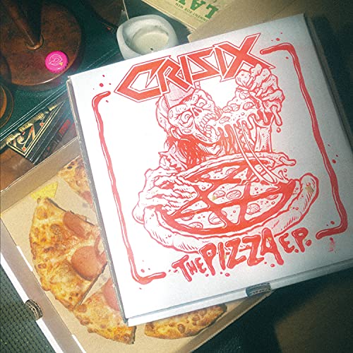 CD case for "Crisix - The Pizza ep" with pizza illustration and slice.