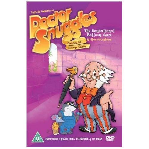 "DVD cover featuring cartoon characters, including a man with a duck on a purple background."