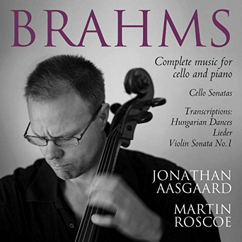 CD cover with a man holding a cello, titled "Brahms".