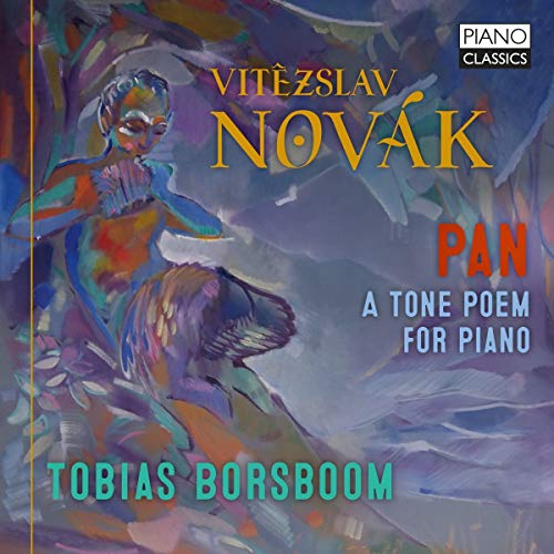 CD cover for “Pan” by Vítězslav Novák, featuring abstract art and text.