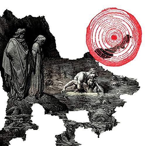 CD cover: Dante and Virgil with a red, circular, layered design.
