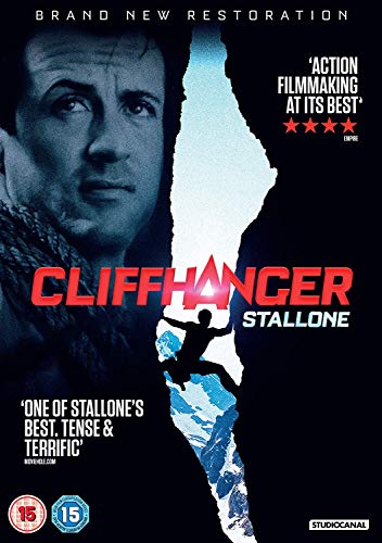 Cliffhanger" DVD cover featuring Sylvester Stallone and a mountain climber.