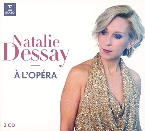 "CD cover featuring Natalie Dessay in a gold dress, with text 'Natalie Dessay à l'Opéra'."