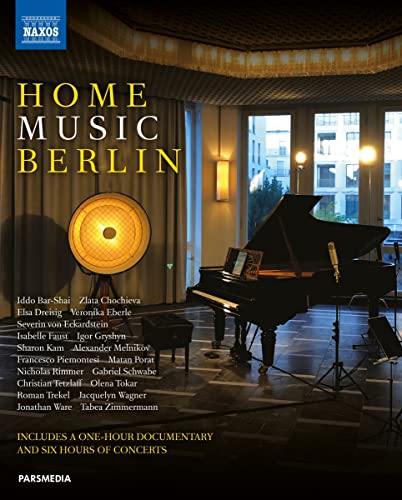 Blu-ray cover for "Home Music Berlin" featuring a piano and vintage microphone.