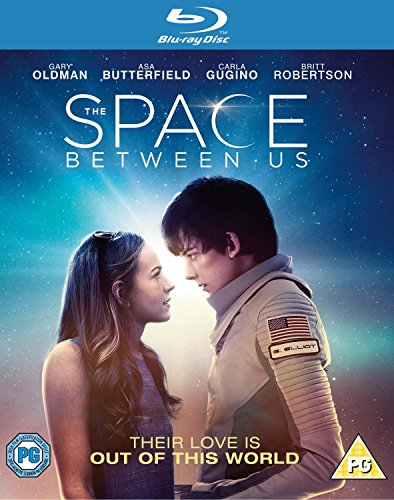 The Space Between Us" Blu-ray cover featuring a young couple and space imagery.