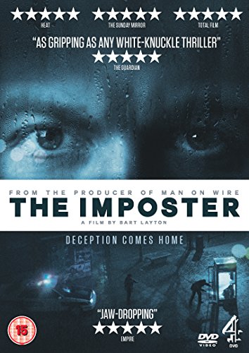 DVD cover for āThe Imposterā featuring a childās face with rain and police imagery.