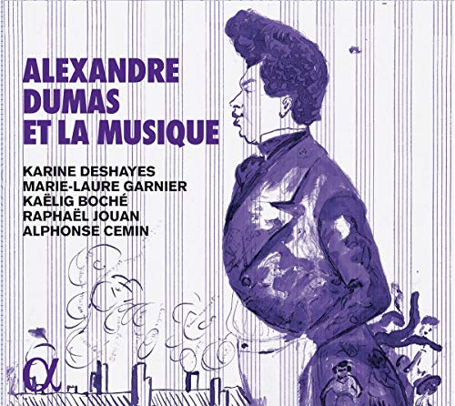 Purple-tinted CD cover featuring Alexandre Dumas illustration and performer names in French.