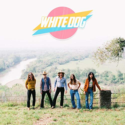 Album cover for White Dog featuring a band standing on a hillside.