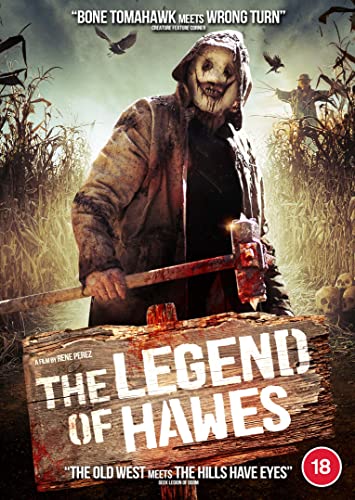 DVD cover for "The Legend of Hawes" featuring a hooded figure with a bloody axe.