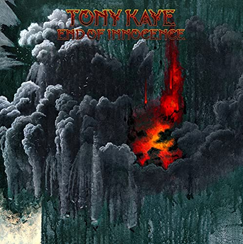 CD cover for Tony Kaye’s “End of Innocence” with fiery, smoky imagery.