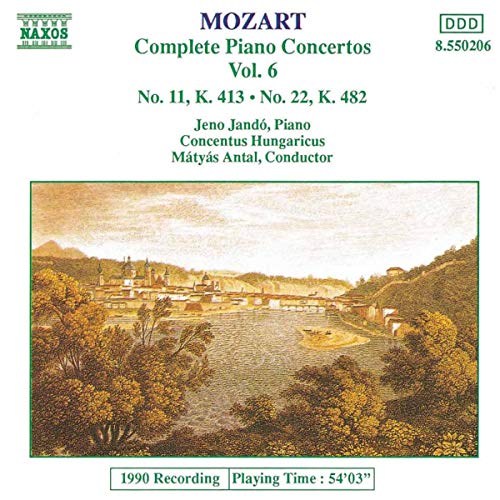 CD cover for Mozart piano concertos, volume 6, with landscape painting.