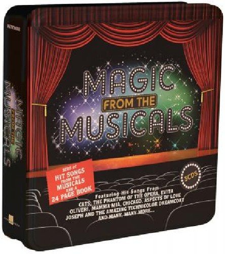 "CD cover with red curtains and 'Magic from the Musicals' title in lights."