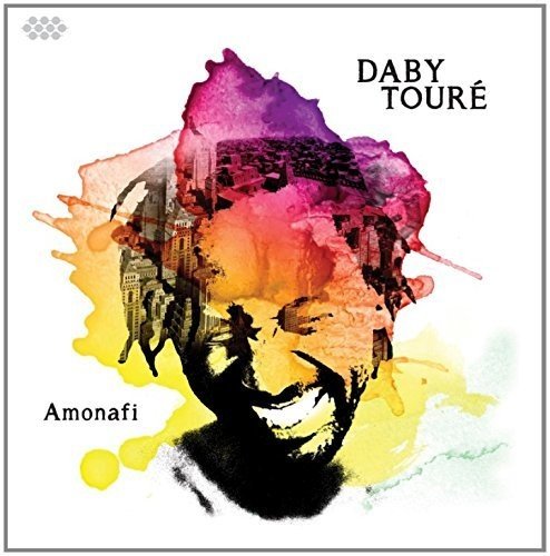 "Daby Toure's Amonafi CD cover featuring a man's face with colorful abstract background."