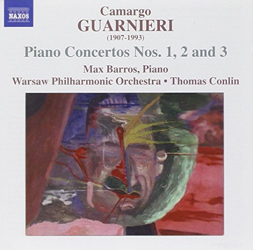 CD cover for Guarneri piano concertos with abstract colorful artwork.