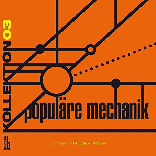 An orange CD cover with black geometric shapes and text "populäre mechanik".