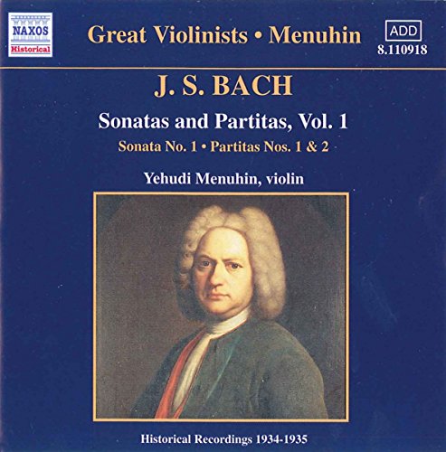 CD cover: Yehudi Menuhin playing Bach, with a portrait of the composer.