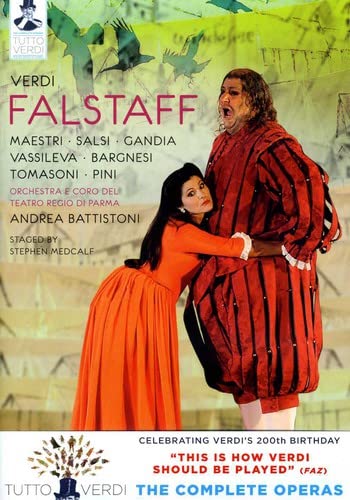 DVD cover for Verdi’s *Falstaff* opera, featuring performers in costume.