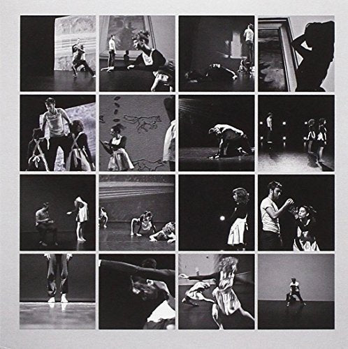 Black and white collage of dancers in performance, dimly lit stage.