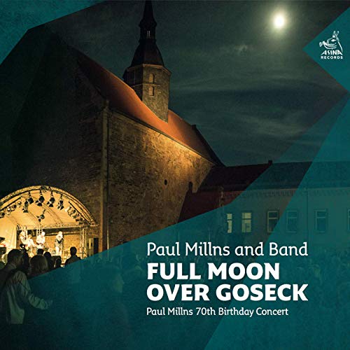 CD cover: stone building, stage lights, full moon, and text “Paul Millns”.
