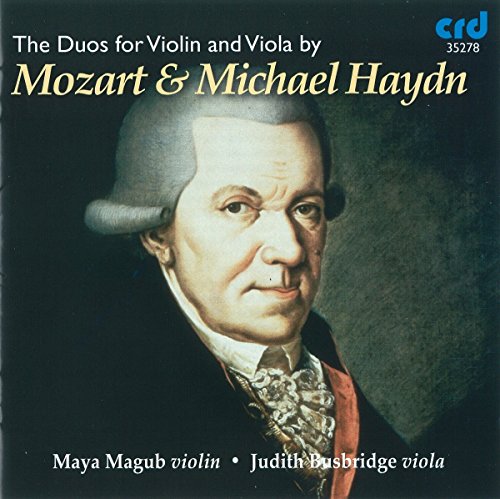 CD cover featuring a portrait of Mozart with text describing the music.