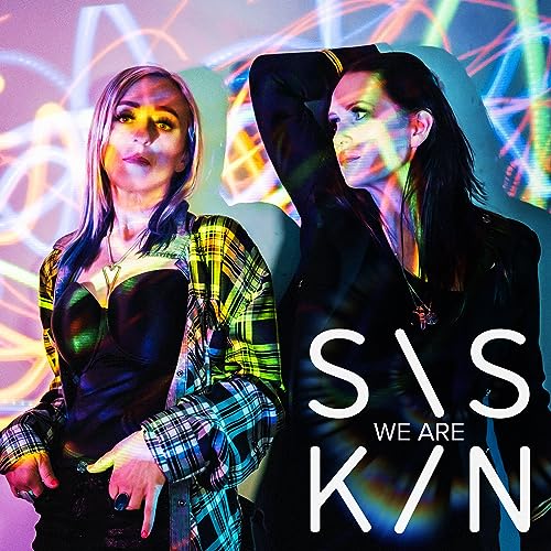 Two women with colorful neon lights and album title “Siskin”.