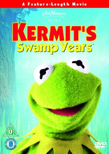 "Kermit's Swamp Years DVD cover featuring a close-up of Kermit the Frog's smiling face."