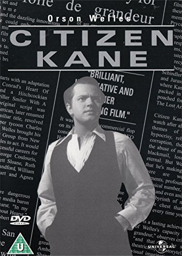 DVD cover for "Citizen Kane" featuring Orson Welles in a suit.