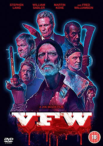 DVD cover for horror film "VFW" featuring a group of armed older men.