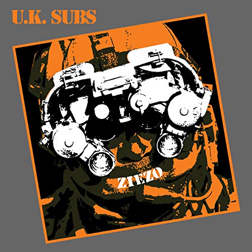 U.K. Subs “Ziezo” vinyl album cover: black, orange, and white robotic imagery.