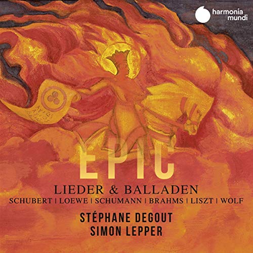 "Album cover with abstract orange artwork, 'EPIC' in yellow, and artist names in black."