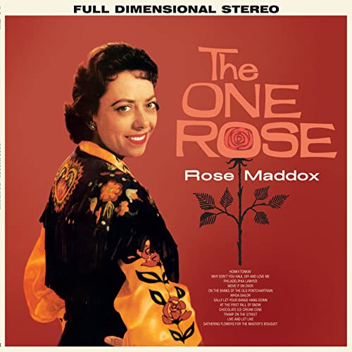 Red album cover featuring Rose Maddox’s portrait and song list.