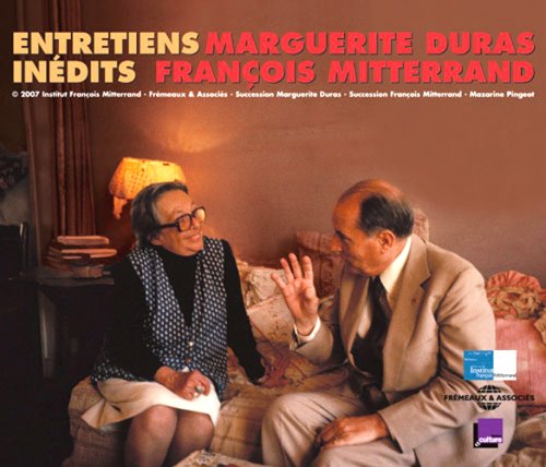 CD cover featuring portraits of Marguerite Duras and François Mitterrand in conversation.