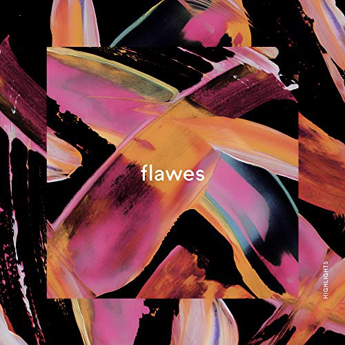 The alt text for the image is: "Album cover with abstract pink and orange paint strokes on black background."