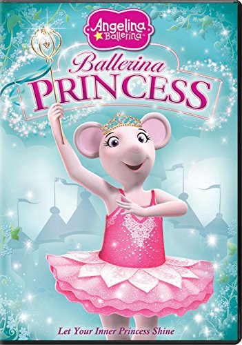 Angelina Ballerina as a princess with a wand, DVD cover art.