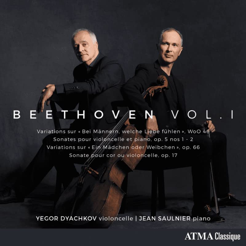 CD cover featuring cellist Yegor Dyachkov and pianist Jean Saulnier, Beethoven volume one.
