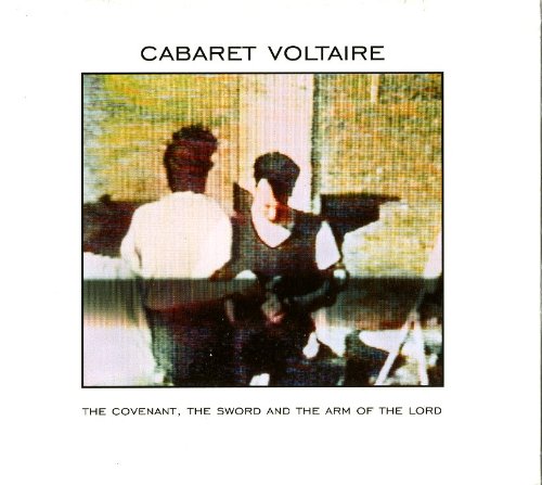 Album cover with grainy image of two people, text "Cabaret Voltaire" and song title.