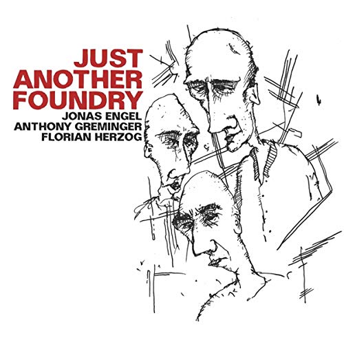 "Album cover with sketch of three men's faces and red title text."