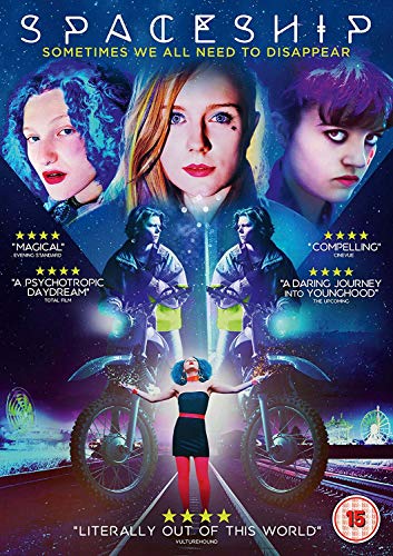 Spaceship" DVD cover featuring three women and two motorcycles, dark and colorful.