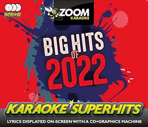 CD cover for "Big Hits of 2022" karaoke with colorful splash design.