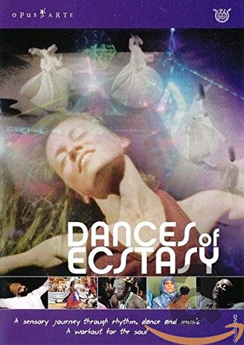 "DVD cover with a woman and dancing figures, titled 'Dances of Ecstasy'."