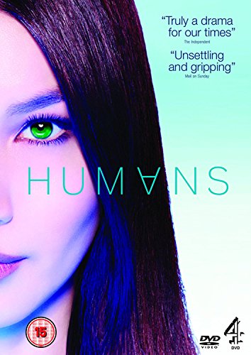 DVD cover art for Humans featuring a close-up of a woman with green eyes.