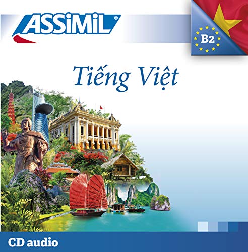 Vietnamese language learning CD cover with Vietnamese landmarks and flag.