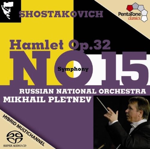 CD cover with conductor Mikhail Pletnev and Shostakovich's Symphony No. 15 details.