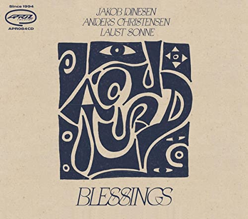 CD cover with abstract blue and white design on a beige background.