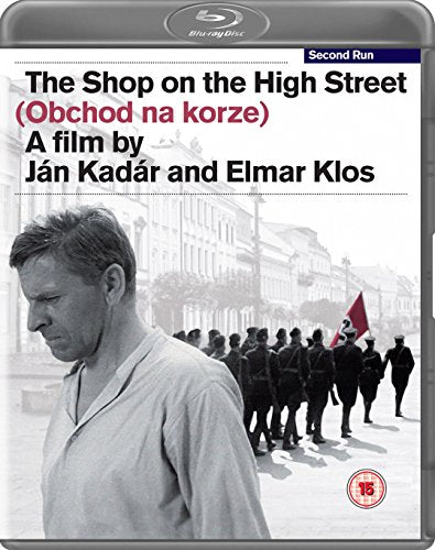 Blu-ray cover for "The Shop on the High Street" featuring a man and soldiers.