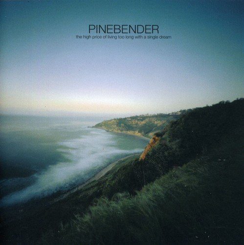 "Album cover with a serene coastal landscape and the title 'Pinebender' in black text."